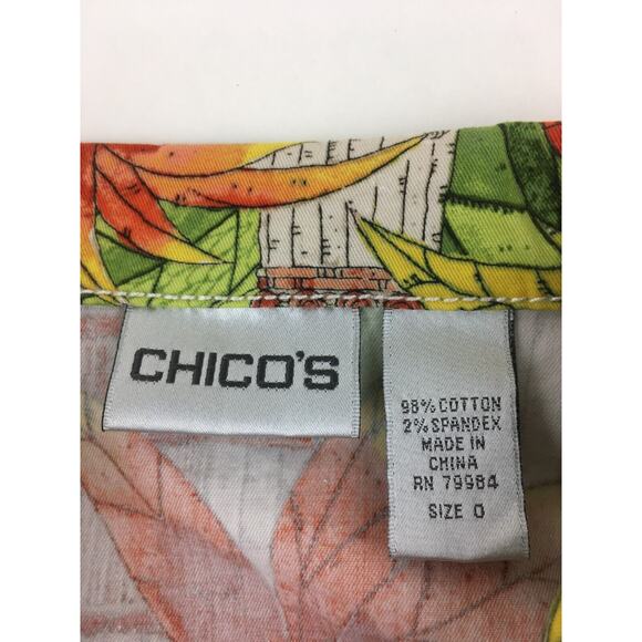 Chicos Womens Jacket Coat Cotton Modest Tropical Luau Fancy Buttons Size 0 - Picture 6 of 12